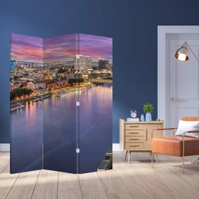Parawan - Nocne miasto Bratysława z rzeką (126x170 cm)