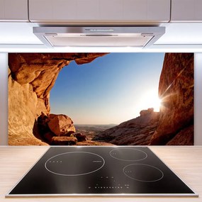 Szkło Ozdobne do Kuchni Słoneczne Skały Nad Horyzontem