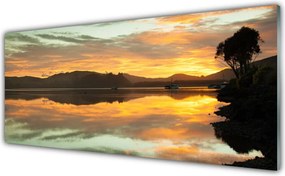 Szkło do Kuchni na Ścianę Odbicie Gór W Lustrze Wody