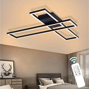 Lampa sufitowa LED NETTLIFE 42W, czarna, nowoczesna, płynnie ściemnialna, o prostokątnym kształcie, do salonu, sypialni, kuchni lub biura