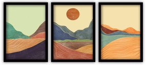 Zestaw 3 obrazów w czarnej ramie Vavien Artwork Sunrise, 35x45 cm