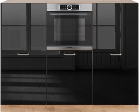 Blok kuchenny czarny/złoty dąb o wysokim połysku 180x46x81.6 r-line