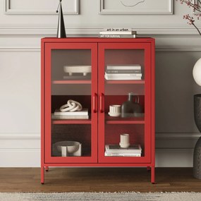 Witryna przeszklona niska czerwona: Modern GINA, 800 x 1015 x 400 mm