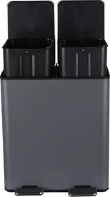 Ciemnoszary stalowy kosz na śmieci 2x20 l do segregacji odpadów/z pedałem Aliya – Spirella