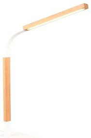 Biała lampa stołowa LED ze ściemniaczem i drewnianym kloszem (wys. 73,5 cm) Norris – Trio