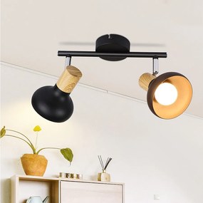 NETTLIFE Lampa sufitowa Spot 2 płomienie E14 Vintage czarna lampa sufitowa do salonu hotelowego