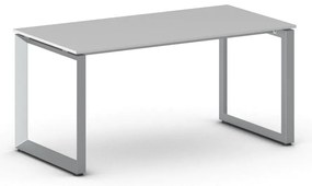 Biurko PRIMO INSPIRE, 160x80 cm, szaro-srebrna podstawa, szary