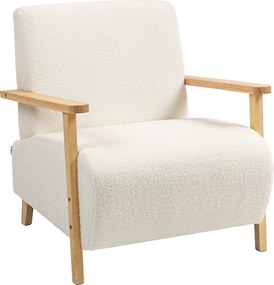 Elegancki Fotel HOMCOM w Skandynawskim Stylu z Tkaniną Sherpa, Kremowy