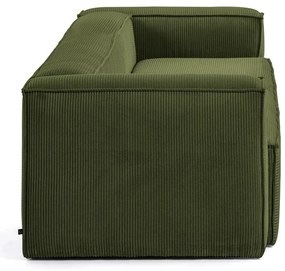 Ciemnozielona sztruksowa sofa Kave Home Blok