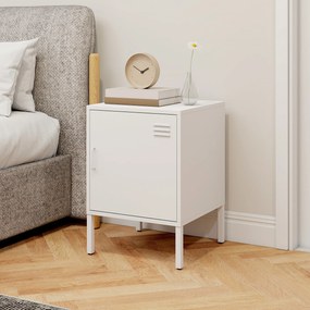 HOMCOM Stolik nocny ze stali, stolik pomocniczy do różnych zastosowań, regulowana półka, do sypialni, salonu, biały