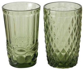 Ozdobna szklanka z zielonego szkła, AURORA, 300 ml