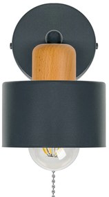 Antracytowy kinkiet LED SHWD-BU1010AN jednopunktowy z metalu i drewna