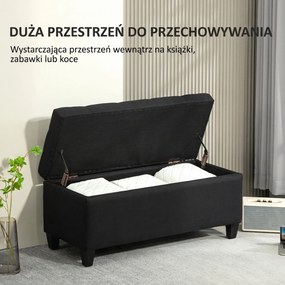 HOMCOM Ławka tapicerowana z miejscem na przechowywanie czarna do przedpokoju salonu 100x40x44 cm | Aosom PL