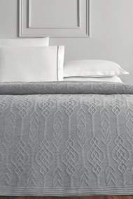 Wełniana narzuta na łóżko PETRA w opakowaniu prezentowym z poduszkami Szary Zestaw na łóżko dwuosobowe