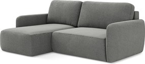 Narożnik lewostronny z funkcją spania - z tkaniny strukturalnej - szary - LILO