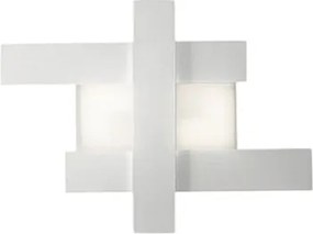Kinkiet LED 30W w kolorze białym, nowoczesny design - geometryczna konstrukcja stalowa, ciepłe światło 3000K, 2620lm, szerokość 65,5 cm, IP20