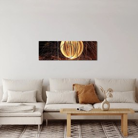 Obraz świecących kul (z zegarem) (90x30 cm)