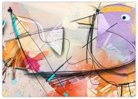 Obraz na szkle - Abstrakcja, ptaszek (70x50 cm)