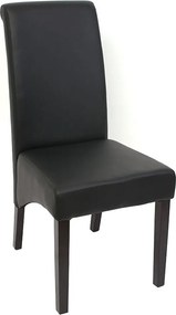 Krzesło do jadalni M37 (zestaw 6 sztuk),  sztuczna skóra matowa, czarny, ciemne nóżki