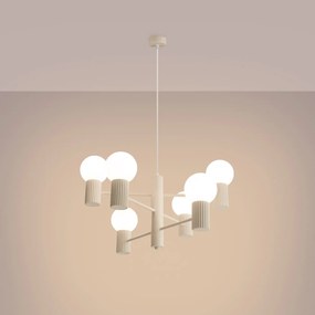 Żyrandol HALO 6 beżowy ryflowany SOLLUX  LIGHTING