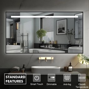 IREDA Lustro łazienkowe z oświetleniem LED, 80 x 60 cm