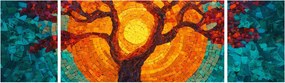 Obraz - Drzewo życia i słońce w mozaice (170x50 cm)