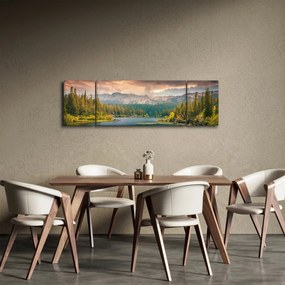 Obraz górskiej rzeki i gór (170x50 cm)