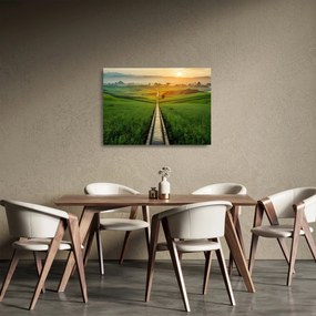Obraz na szkle - Wschód słońca nad doliną (70x50 cm)