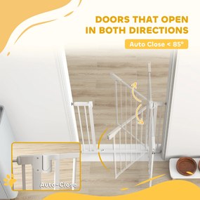 PawHut Bramka Ochronna Bez Wiercenia z Automatycznym Zamykaniem dla Dzieci i Zwierząt 76–89 x 76 cm, Biała | Aosom PL