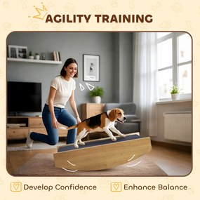 PawHut Huśtawka Agility dla Psów, 2 w 1 Huśtawka i Schody, Antypoślizgowa, Drewno Jodłowe, 80 x 39,5 cm