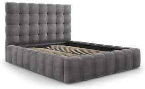Szare tapicerowane łóżko dwuosobowe ze schowkiem i stelażem 160x200 cm Bali – Cosmopolitan Design