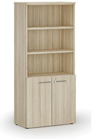 Szafa biurowa kombinowana PRIMO WOOD, drzwi na 2 poziomach, 800 x 420 x 1781 mm, dąb naturalny