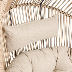 Fotel HOLAND Ogrodowy z Poduszką Rattanowy Stalowy 142 cm BEŻOWY