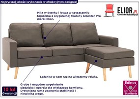 3-osobowa sofa z podnóżkiem taupe - Muria 4Q