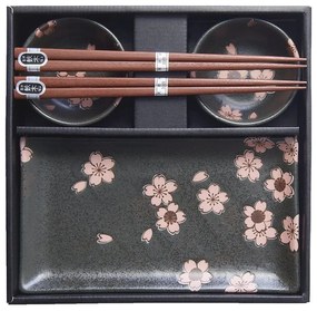 6-częściowy komplet szarych naczyń ceramicznych do sushi MIJ Sakura