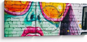 Obraz - Graffiti (z zegarem) (90x30 cm)