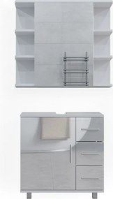 Zestaw mebli łazienkowych biały wysoki połysk 60x33x60.8 ilias