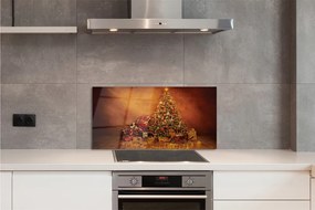 Szklany Panel Świąteczne Drzewko z Lampkami