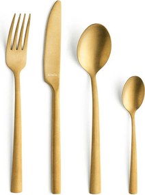 Zestaw Srebrnych Sztućców Vintage Manille Złoty 16 Elementów - Zestaw Sztućców ze Stali Nierdzewnej z Matowym Wykończeniem