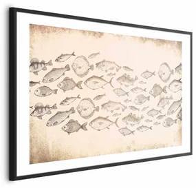 Plakat Subtelne rybki 90x60 cm z ramą czarną z marginesem ARTGEIST B