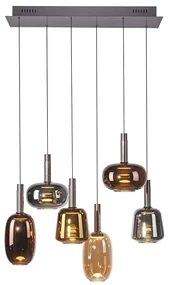 Lampa wisząca czarna z wielokolorowym szkłem, z diodami LED, 6-punktowa Easylift - Irides Nowoczesny Oswietlenie wewnetrzne