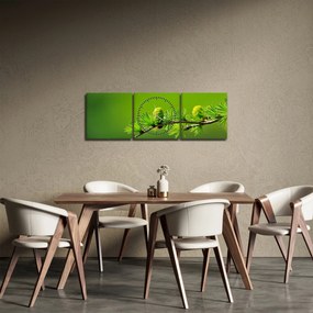 Obraz zielonej szyszki (z zegarem) (90x30 cm)