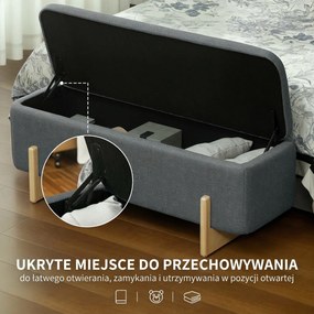 HOMCOM Hoker ze schowkiem ławka tapicerowana puf skrzynia do przedpokoju tkanina len 111x44x44,5 cm ciemnoszara siedzisko otwierane | Aosom PL