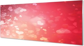 Panel szklany do Kuchni Miłosne Serca na Czerwonym Tle