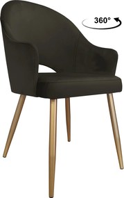 Krzesło Velvet tkanina Welur noga metalowa : Kolor nogi - Złota stożek, Kolor tkaniny - VELVET - MG05, Typ siedziska - Siedzisko obrotowe 360°
