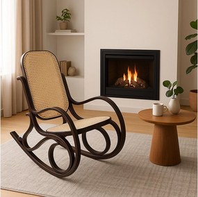 Fotel bujany Gallarate Rattan, wygląd orzechowy