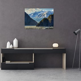 Obraz na szkle krajobrazu z górami (70x50 cm)