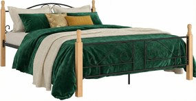 Czarne Metalowe Czarny Łóżko W Stylu Vintage + Dąb 120X200 Cm M6-P65