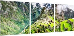 Obraz - Machu Picchu (z zegarem) (90x30 cm)