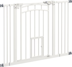 PawHut Zabezpieczenie Schodowe dla Psów, Bramka Ochronna, Automatyczne Zamykanie, Wymiar 100 cm x 4 cm x 76 cm, Biały